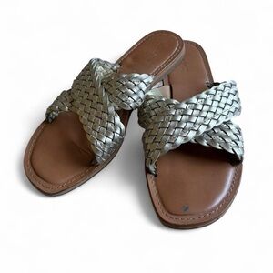 Universal Thread Braided Metallic Champagne Gold Slide Sandals